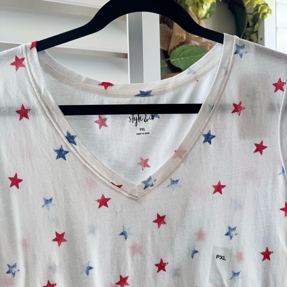Style & Co. Nwot. Women’s cotton printed v-neck tshirt. Size PL - Picture 13 of 17